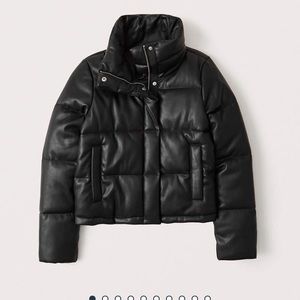 abercrombie vegan leather puffer jacket